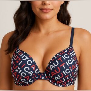 Nautica Women's Size 36B Padded Bra Navy Blue Adjustable Straps & Hook Closure